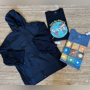 Old Navy Men’s Zip Up heavy, Black Hooded Jacket and T-shirts (2) bundle 3/$65
